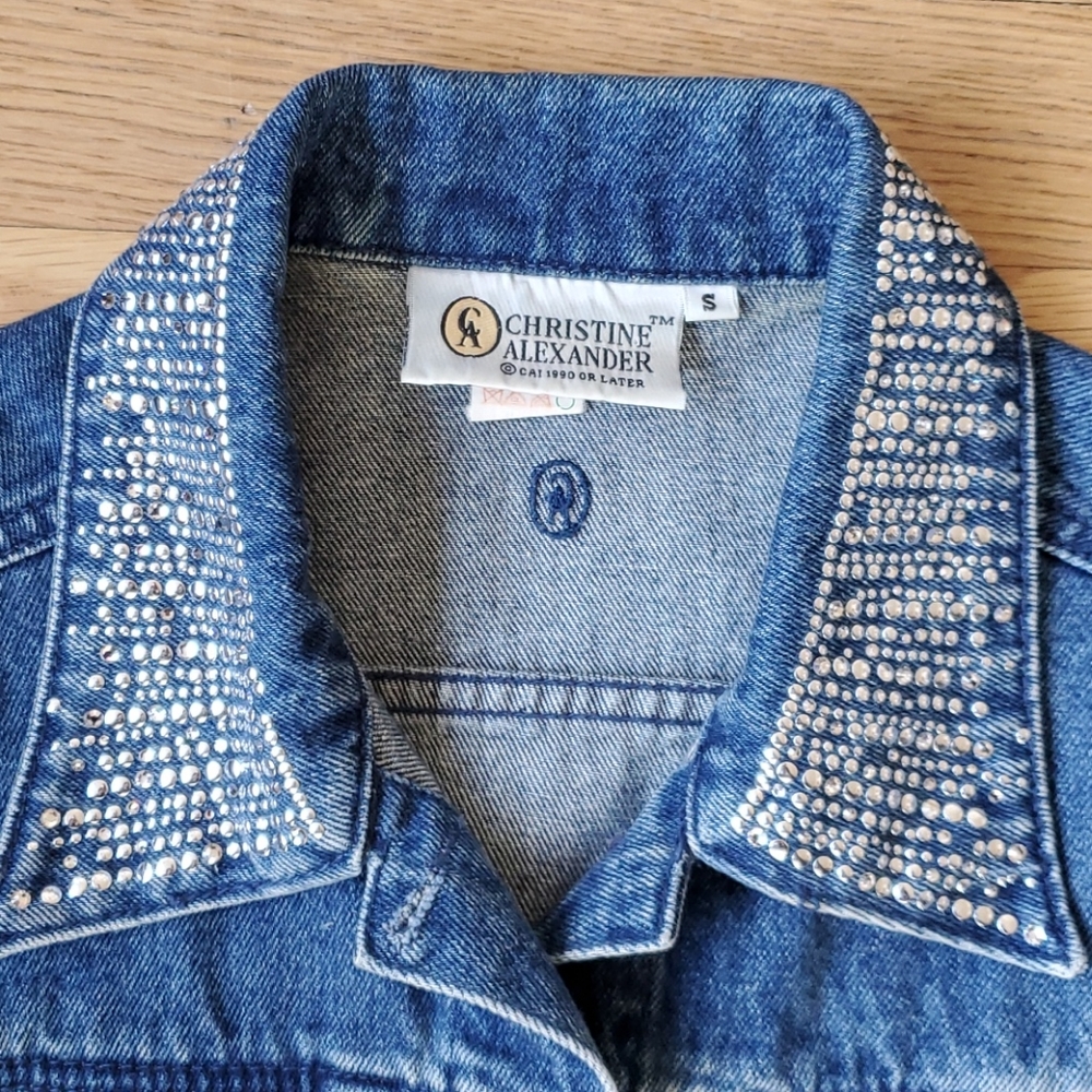 Christine Alexander embellished jean jacket vest S - Picture 6 of 6